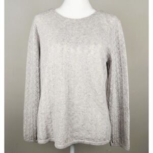 Garnet Hill 100% Cashmere Sweater Women's Small Light Gray V-Back Cozy Luxury